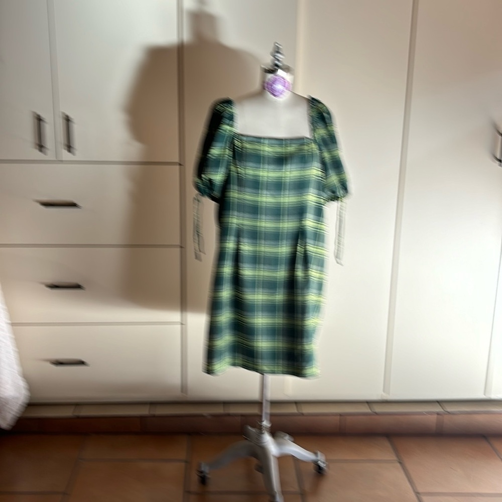 Green Plaid Dress XXL